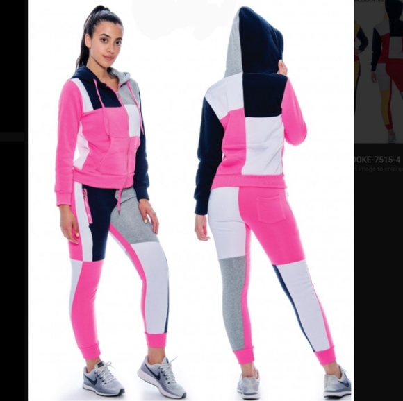 Colorblock jogger set ( PINK& NAVY) - Picture 2 of 4